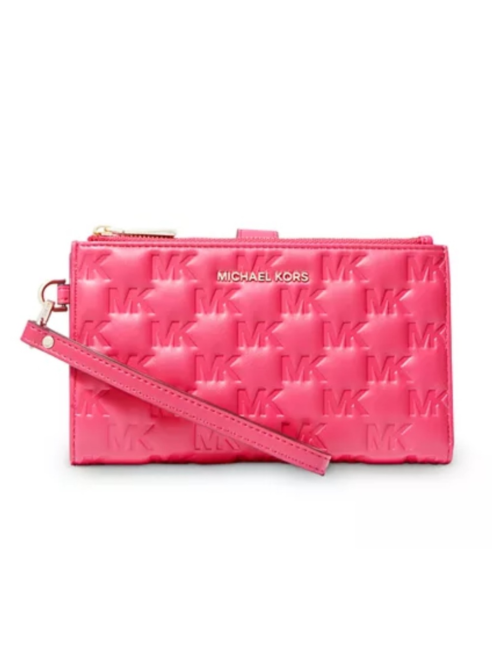 MICHAEL Michael Kors Jet Set Double Zip Wristlet Wallet Rubin Red Pink Puff Logo